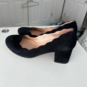 Fs/ny French Sole heels with scallop design in Black